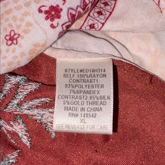 Aratta Burned Tulip Velvet Floral Embroidered Blouse/Tunic, Boho Chic. - Picture 7 of 9